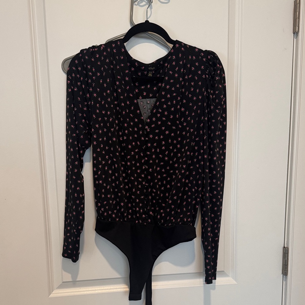 AFRM Black and Pink Floral Bodysuit
